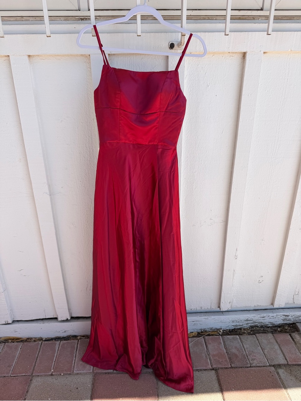 NWT Red Satin Spaghetti-Strap Dress